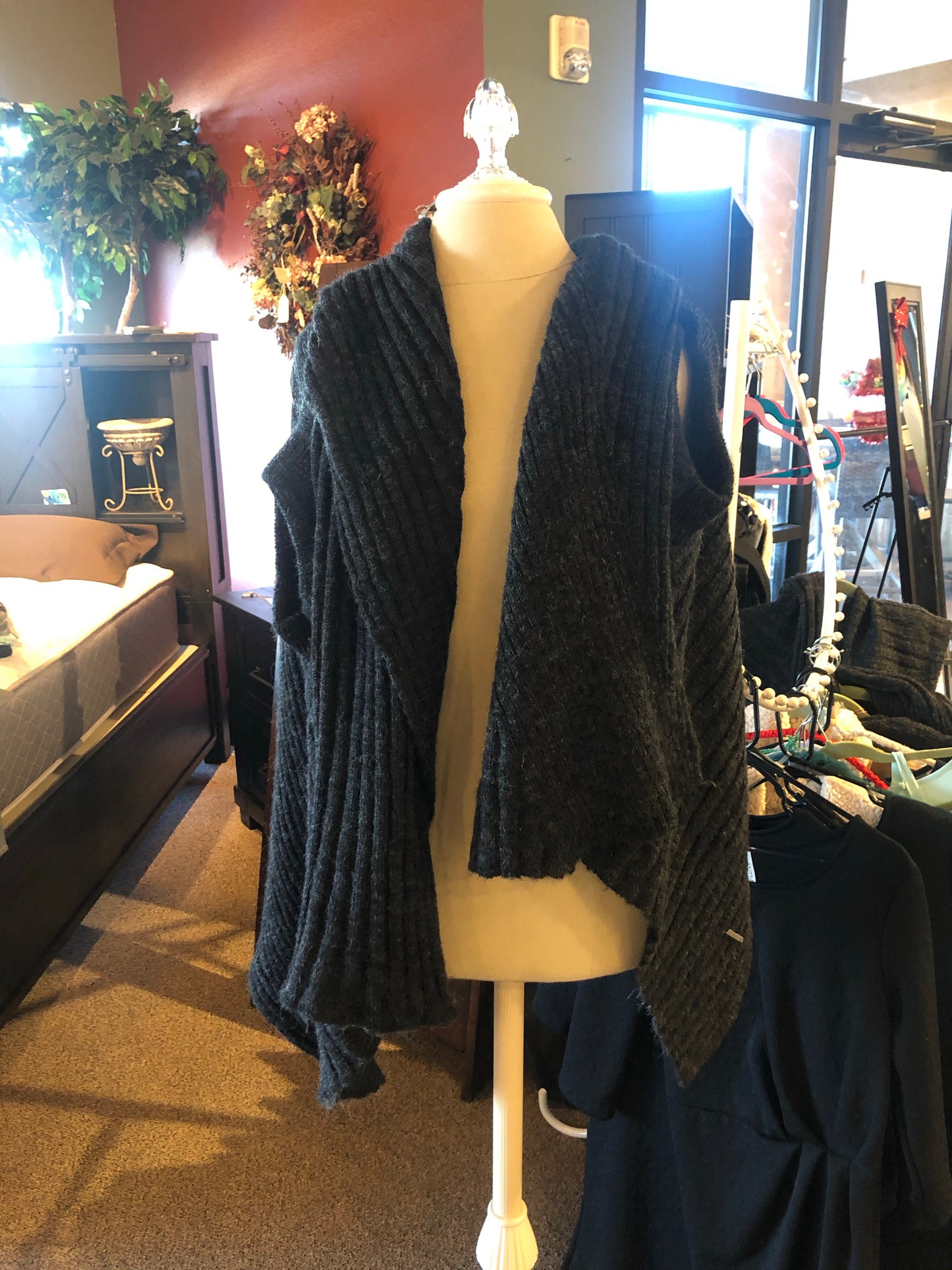 Gray fuzzy vest