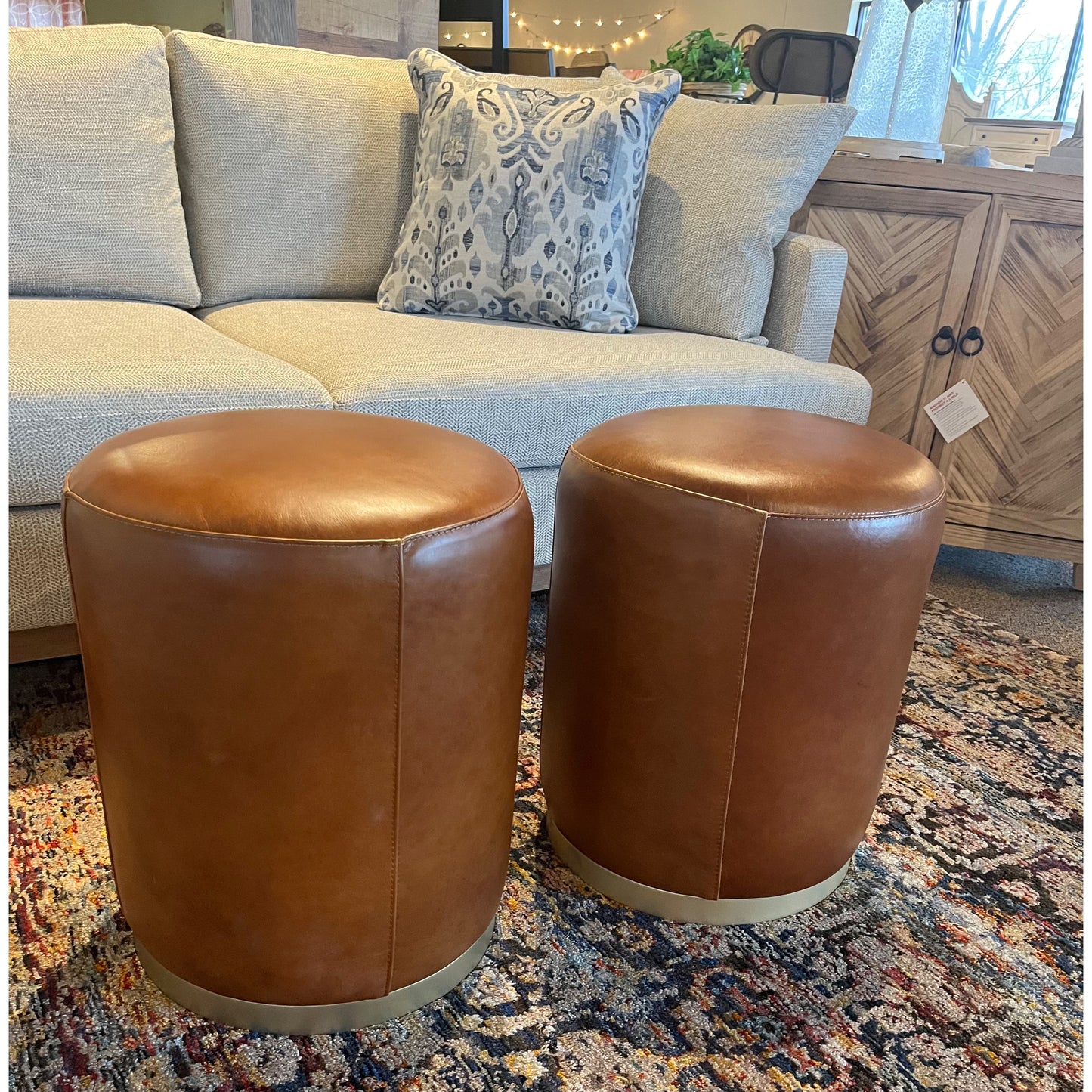 Leather Pouf Ottoman