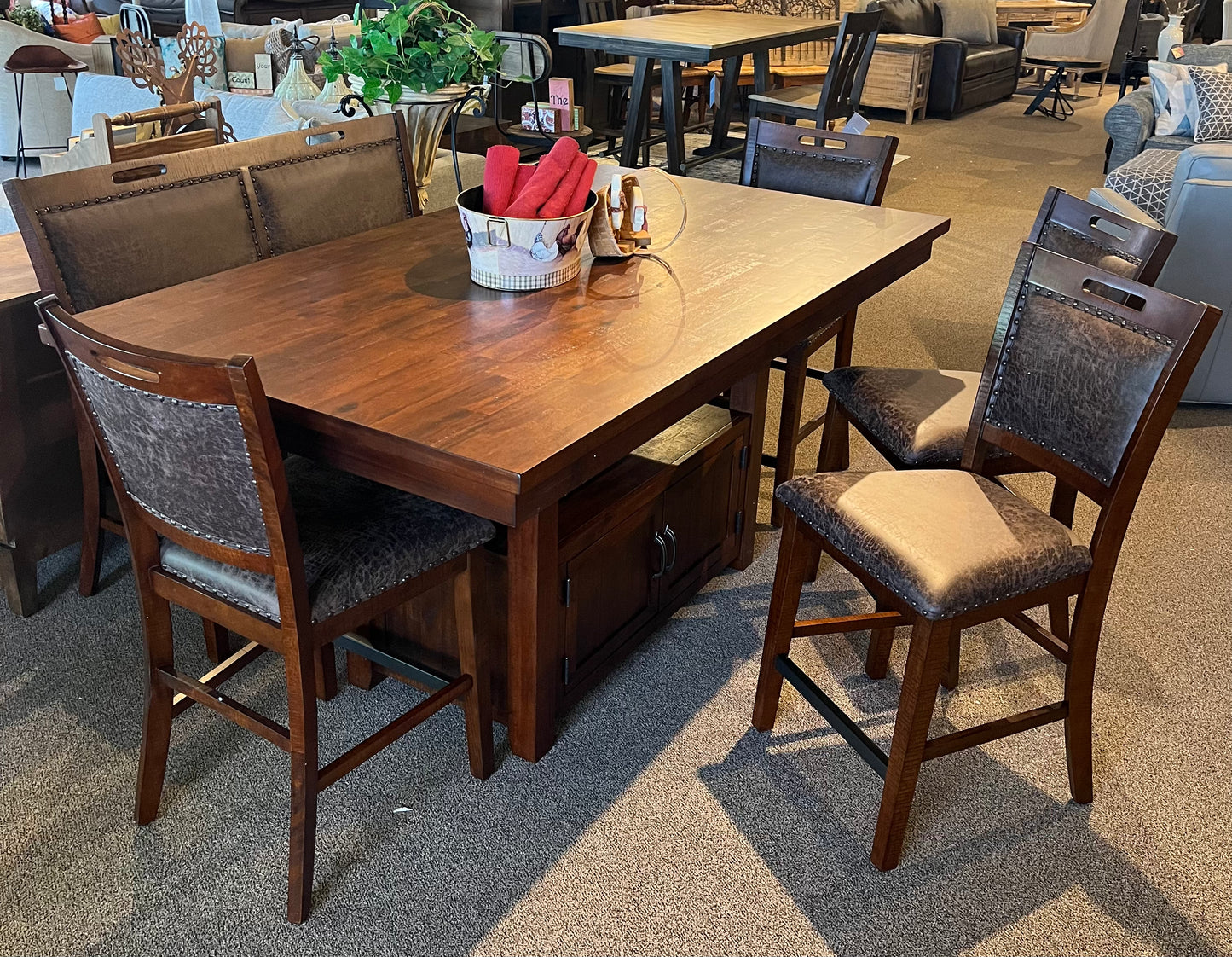 Gathering Table with Bench & 4 Stools