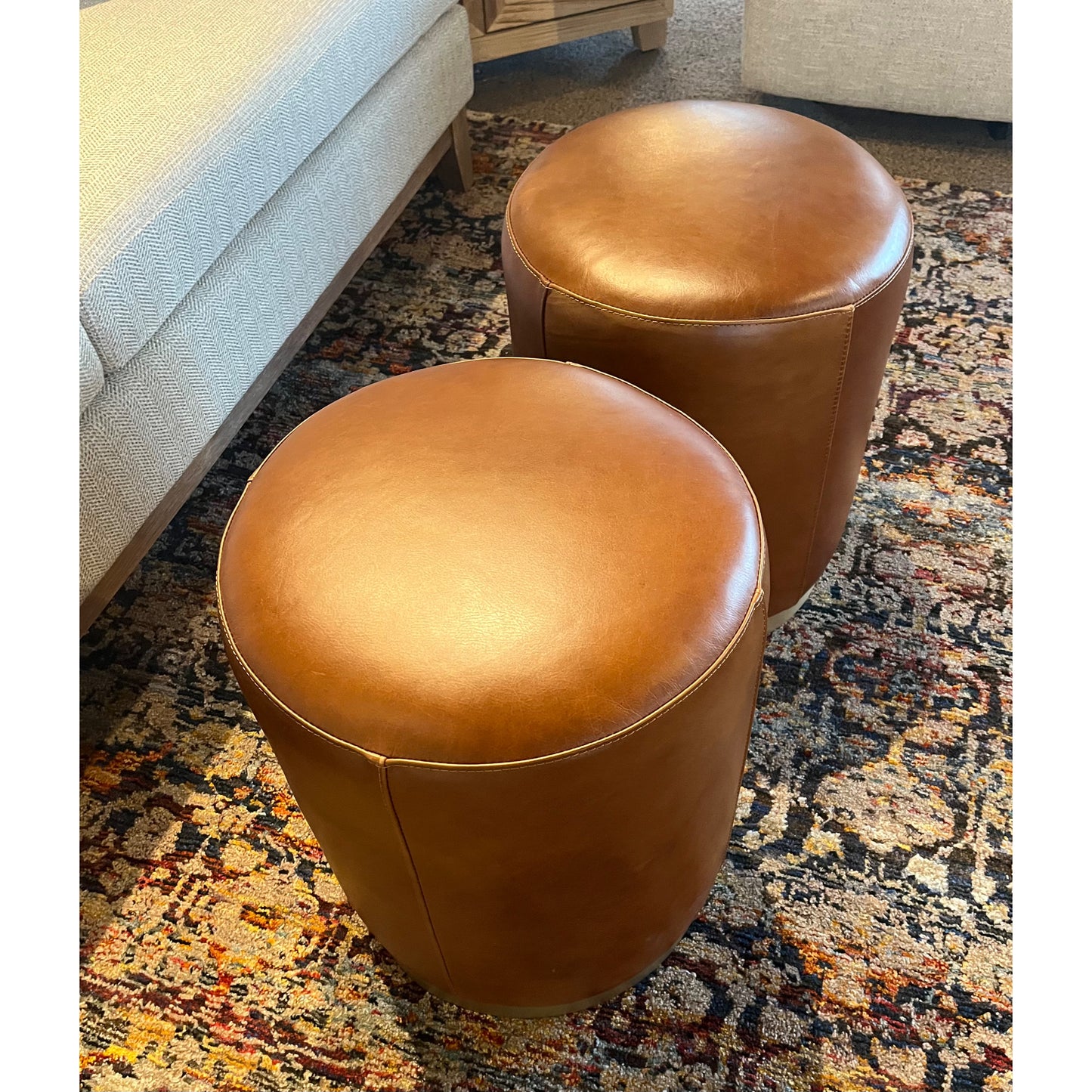 Leather Pouf Ottoman