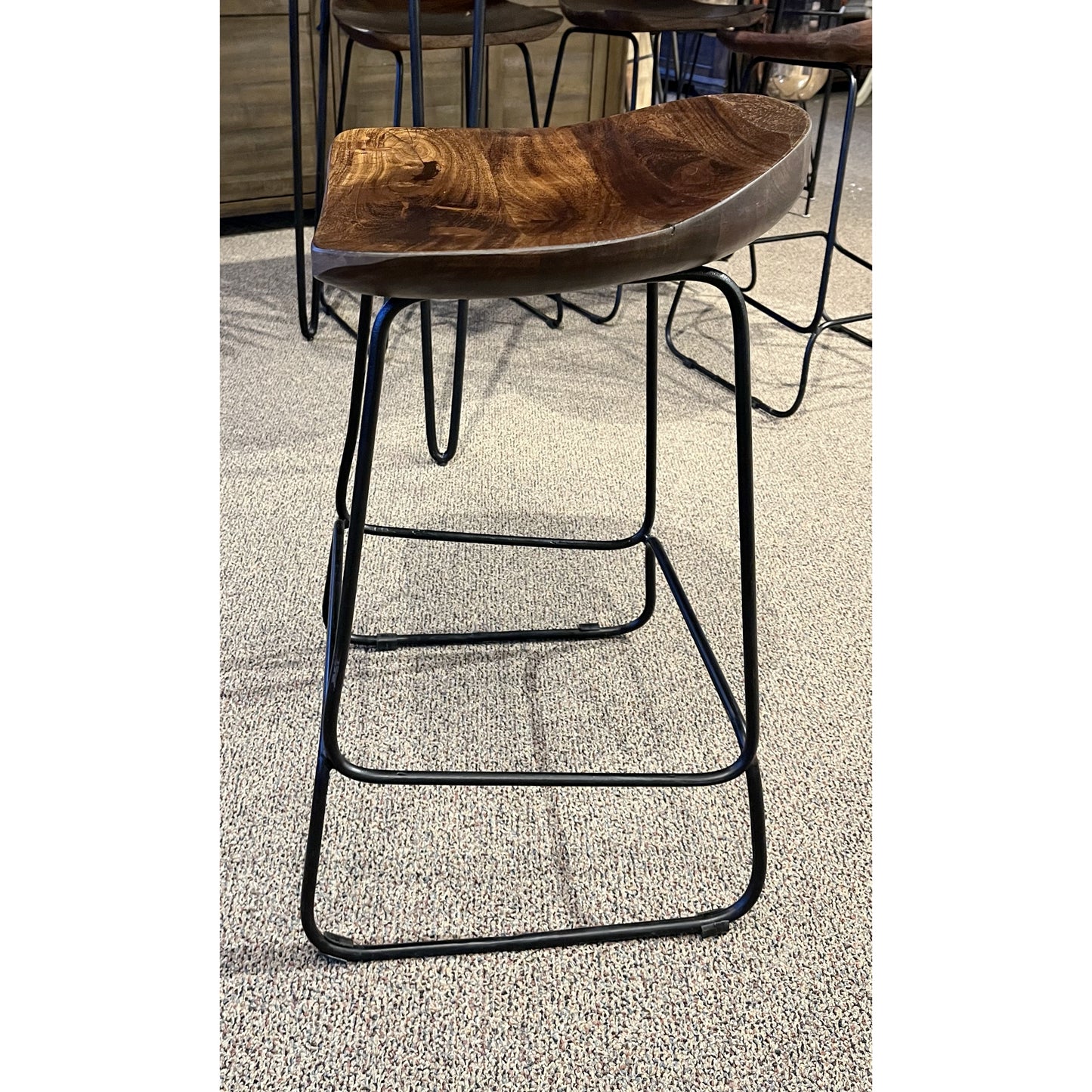 Wood & Metal Saddle Stool