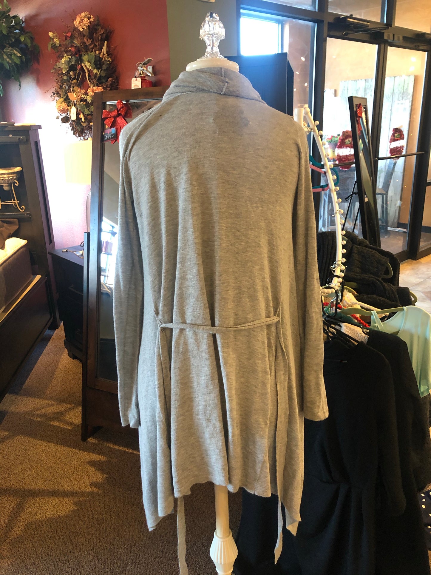 Gray wrap sweater