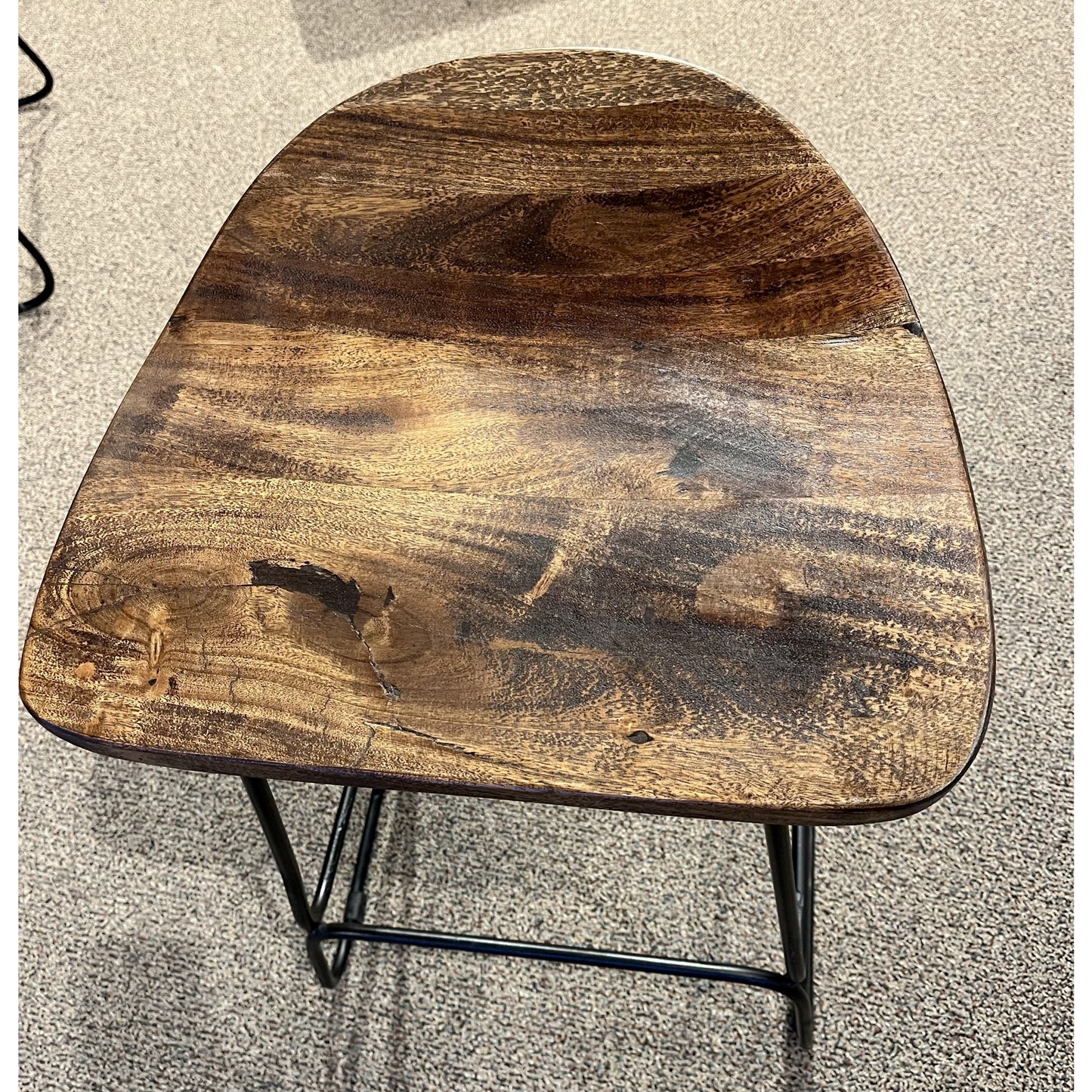 Wood & Metal Saddle Stool