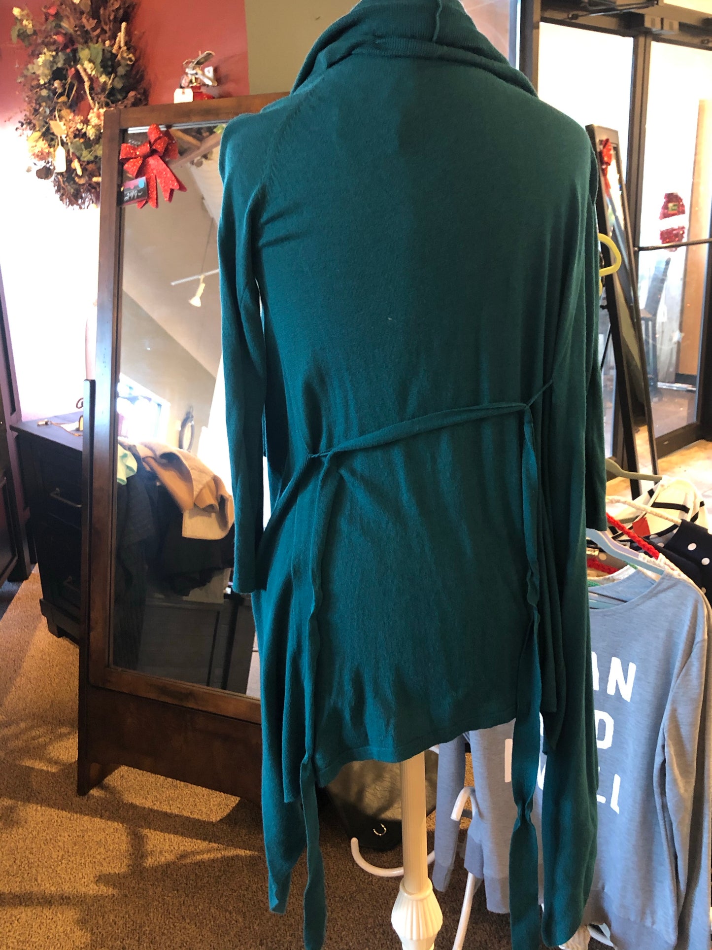 Green wrap sweater