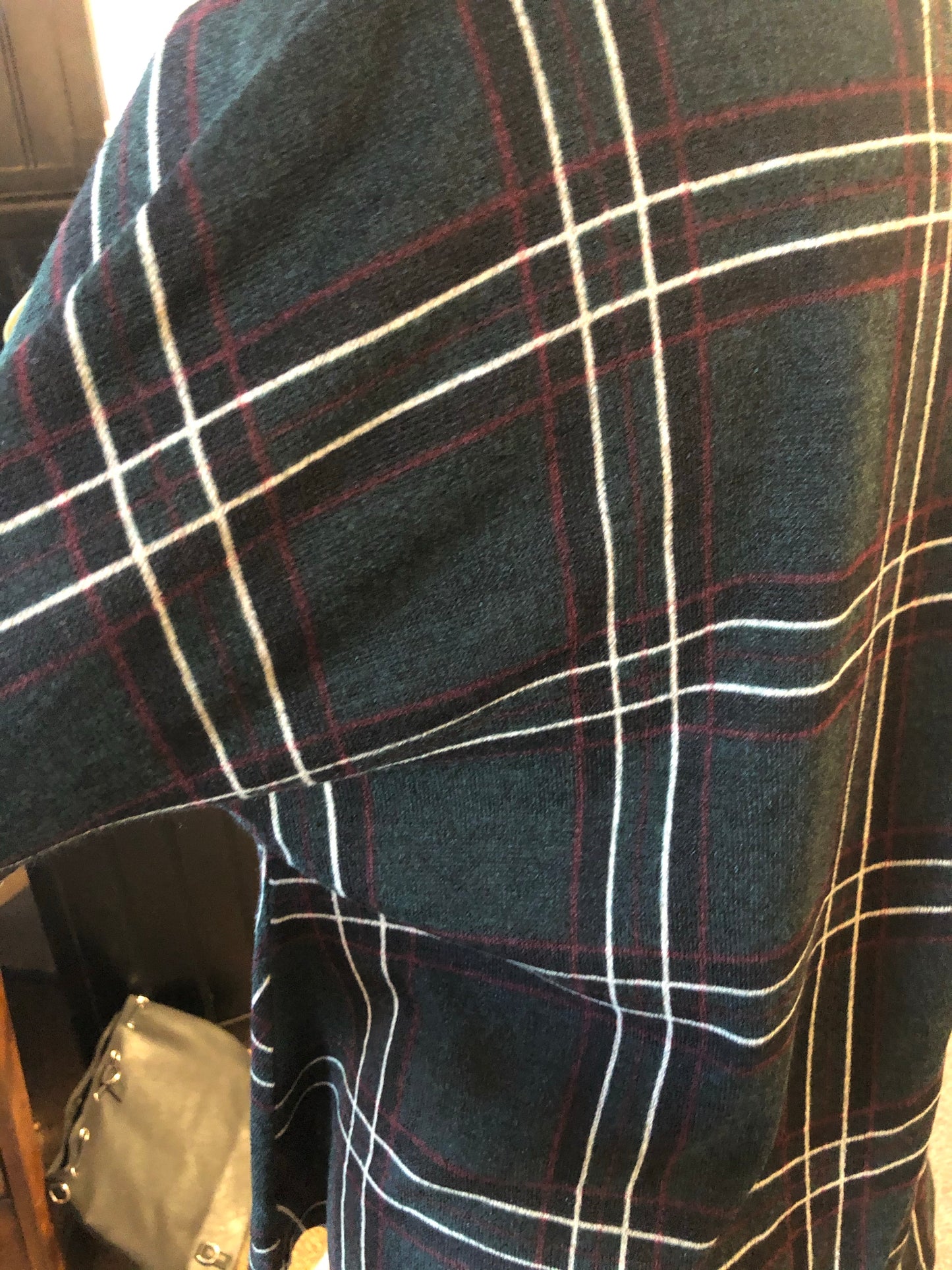 Green and red plaid button up
