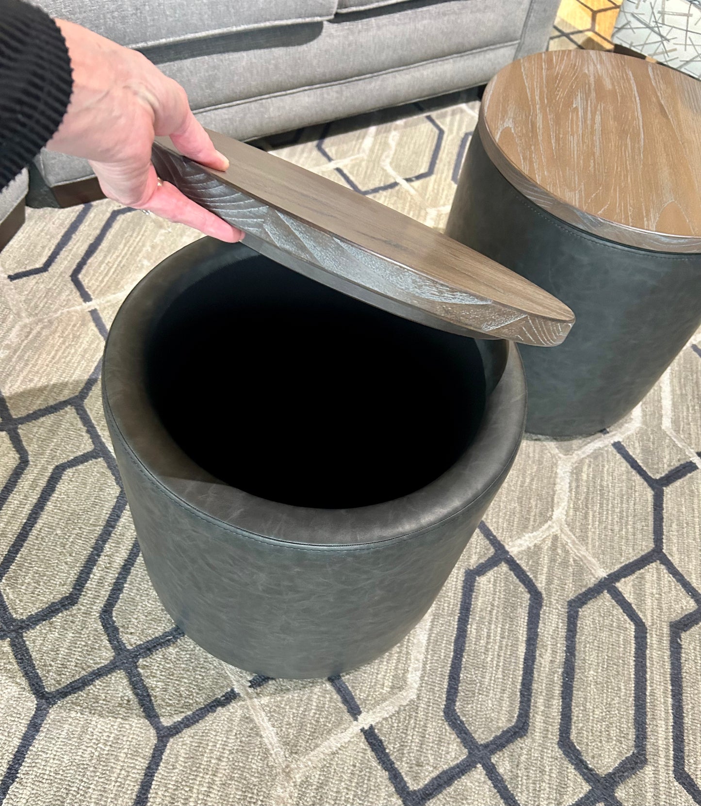 Round Storage Ottoman