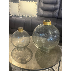 Set of 2 Bubbled Glass Vase