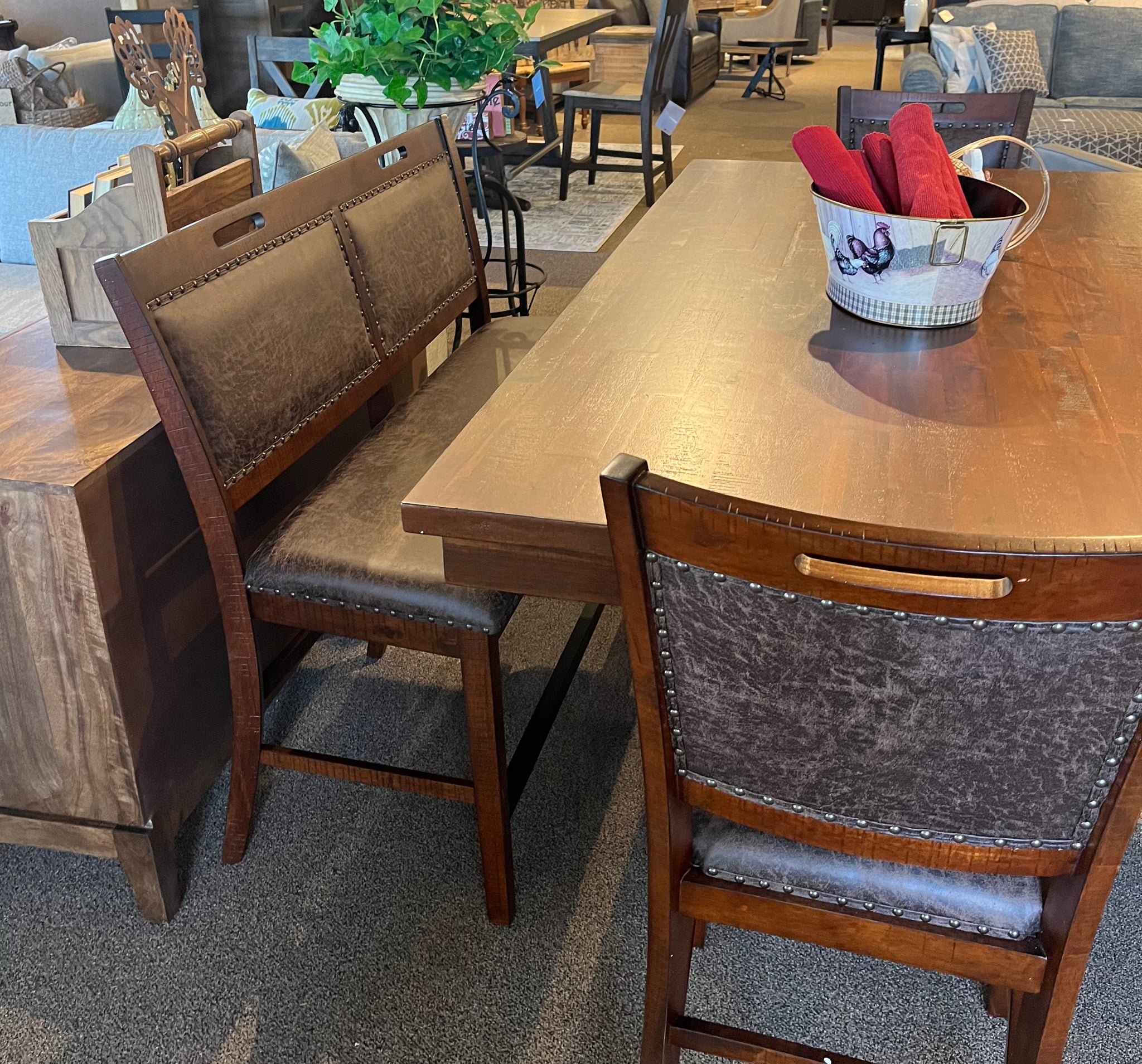 Gathering Table with Bench & 4 Stools
