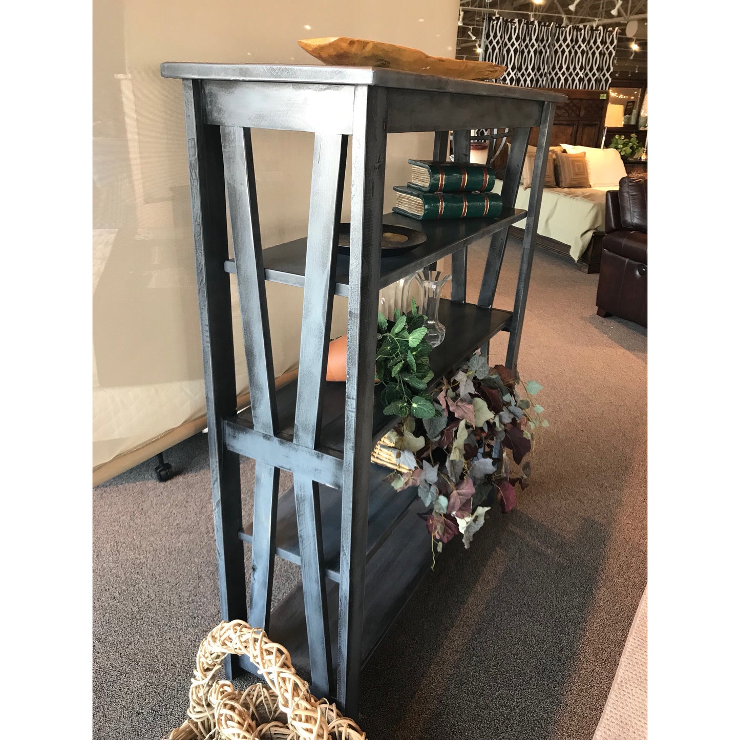 Antique Gray Bookcase