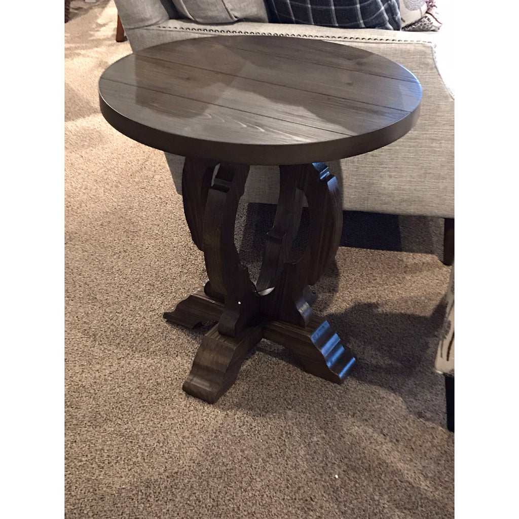 Round Plank Top Accent Table