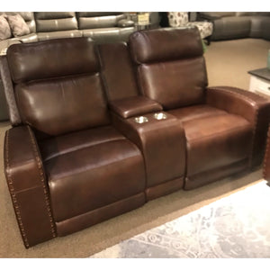Power Leather Reclining Love Seat