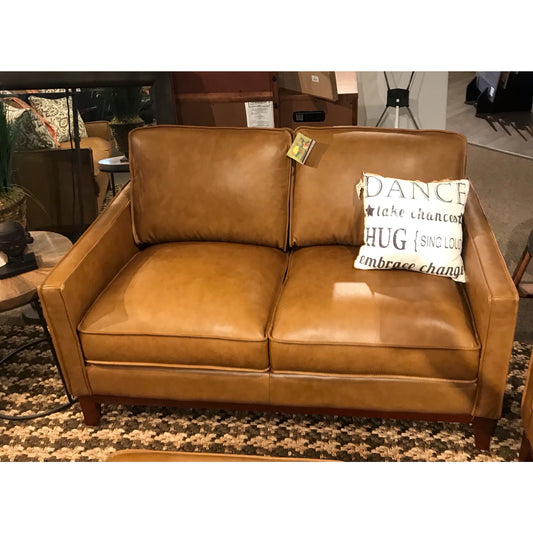 Camel Leather Loveseat