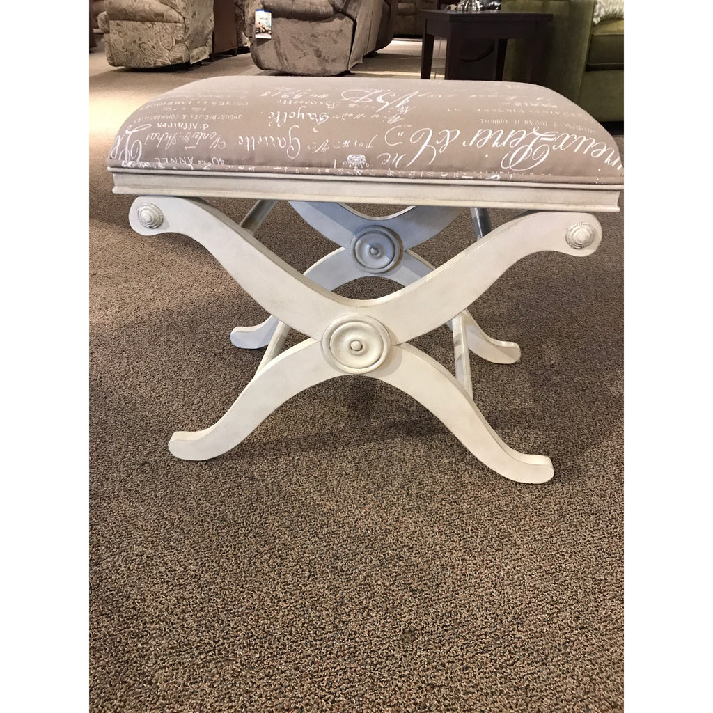French Script Fabric Bench
