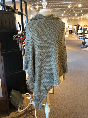 Green cable knit poncho