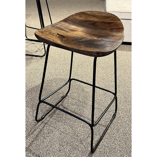 Wood & Metal Saddle Stool