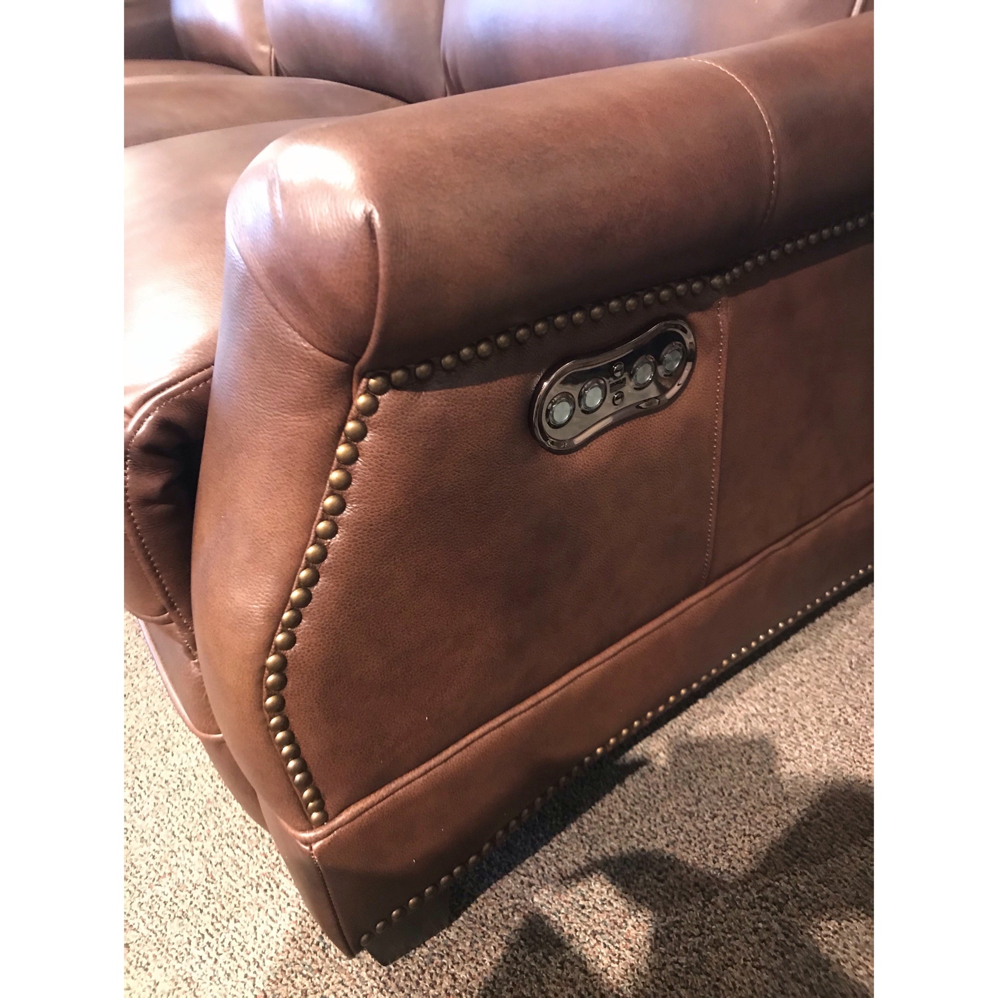 Leather Reclining Sofa with Power Headrest