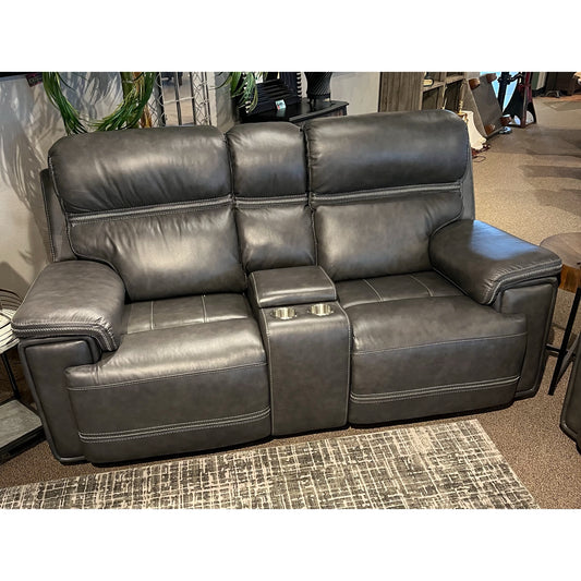 Power Leather Reclining Love Seat